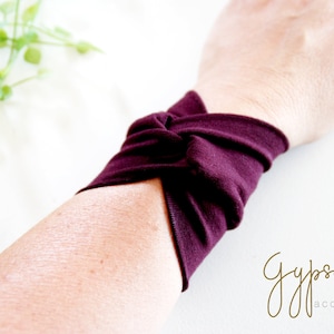 Dark Burgundy Twist Wrist Cuff Jersey Wrist Bracelet Fashion accessory Women Teens Wrist Tattoo Cover Wrap Bracelet Fabric Jewellery