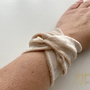Beige Velvet TWIST Wrist Cuff, Wrist Bracelet Fashion accessory Women Teens Wrist Tattoo Cover Wrap Bracelet Fabric Jewellery
