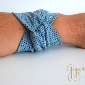 Soft Turquoise Dotted Twist Wrist Cuff Jersey Bracelet Fashion accessory Women Teens Wrist Tattoo Cover Wrap Bracelet Fabric Jewelry
