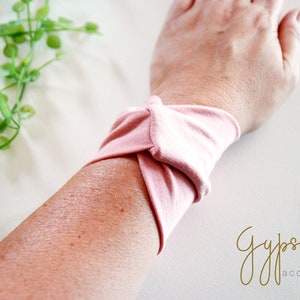 Solid Antique Pink Twist Wrist Cuff Jersey Wrist Bracelet Fashion accessory Women Teens Wrist Tattoo Cover Wrap Bracelet Fabric Jewellery