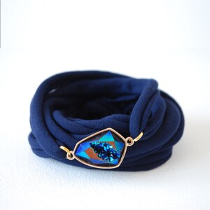 Blue Fake Crystal Knot Wrap Wrist Cuff Dark Blue Stretch Wrist Bracelet Fashion accessory Women Teens Wrist Tattoo Cover Wrap Bracelet
