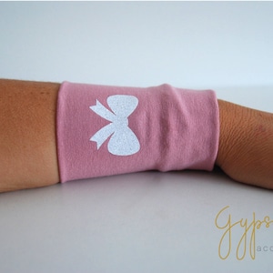 White Sparkly BOW Wrist Cuff Vintage Pink Jersey Bracelet Fashion accessory Women Teens Wrist Tattoo Cover Wrap Bracelet Fabric Jewellery