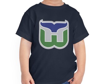 Toddler Hartford Whalers Hockey T-Shirt - Clean Logo - Retro Vintage NHL Hockey Shirt