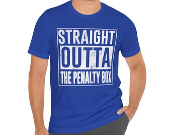 Mens Straight Outta The Penalty Box Hockey Tee T-Shirt - Fun Hockey Shirt