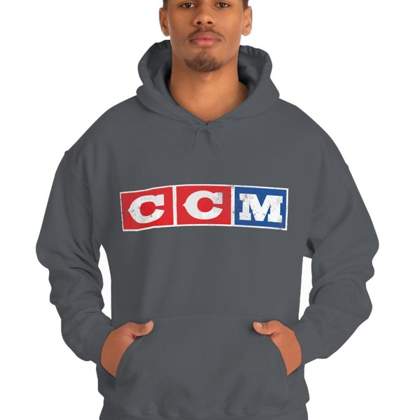 Retro CCM Logo Hooded Sweatshirt - Old School Hockey Hoodie - Classic Vintage Look CCM Logo