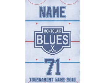 Hockey Tournament Hotel Door Signs 11"x17" - Personalized with Name, Jersey Number and Team Logo - Price is PER PLAYER