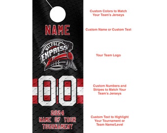 Printable Hockey/Sports Tournament Door Hanger Digital Files - Personalized with Name, Jersey Number and Team Logo - (DIGITAL FILE ONLY)