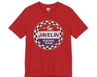 AMC Javelin Racing Team Logo Tee | Vintage Checkered Racing Emblem - American Motor Trans Am Racing