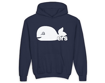Kids Hartford Whalers Pucky the Whale Hockey Hoodie - Retro Vintage NHL Hockey Hoodie