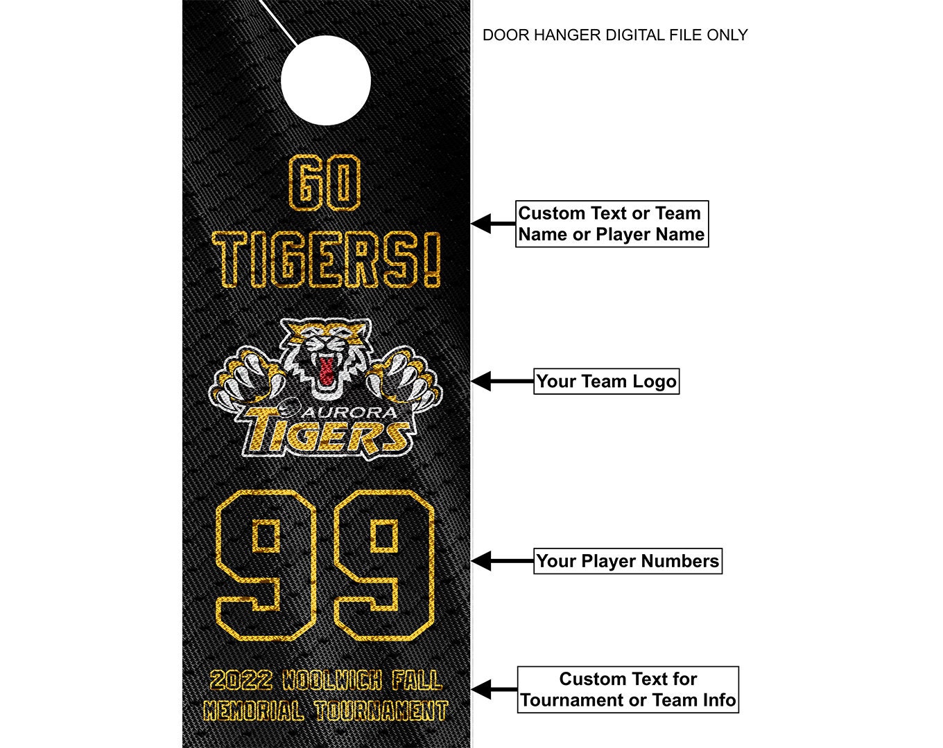 Hockey/sports Tournament Door Hangers Personalized With Name, Jersey