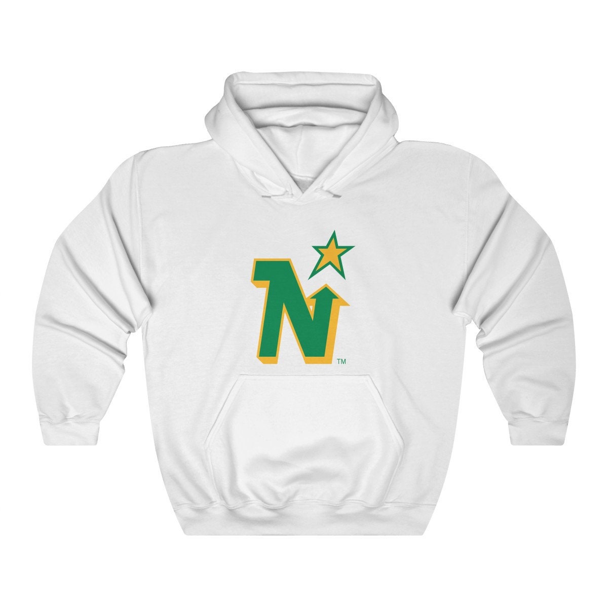 Minnesota North Stars No Circle Logo - NHL Retro Hockey Hooded Sweatshirt-  Old Time Hockey Hoody - Defunct Hockey Team Hoodie