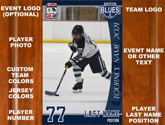 Custom Hockey Tournament Hotel Door Signs - 11"x17" Printed and Laminated - Personalized with Photo, Name, Jersey Number, Team Logo