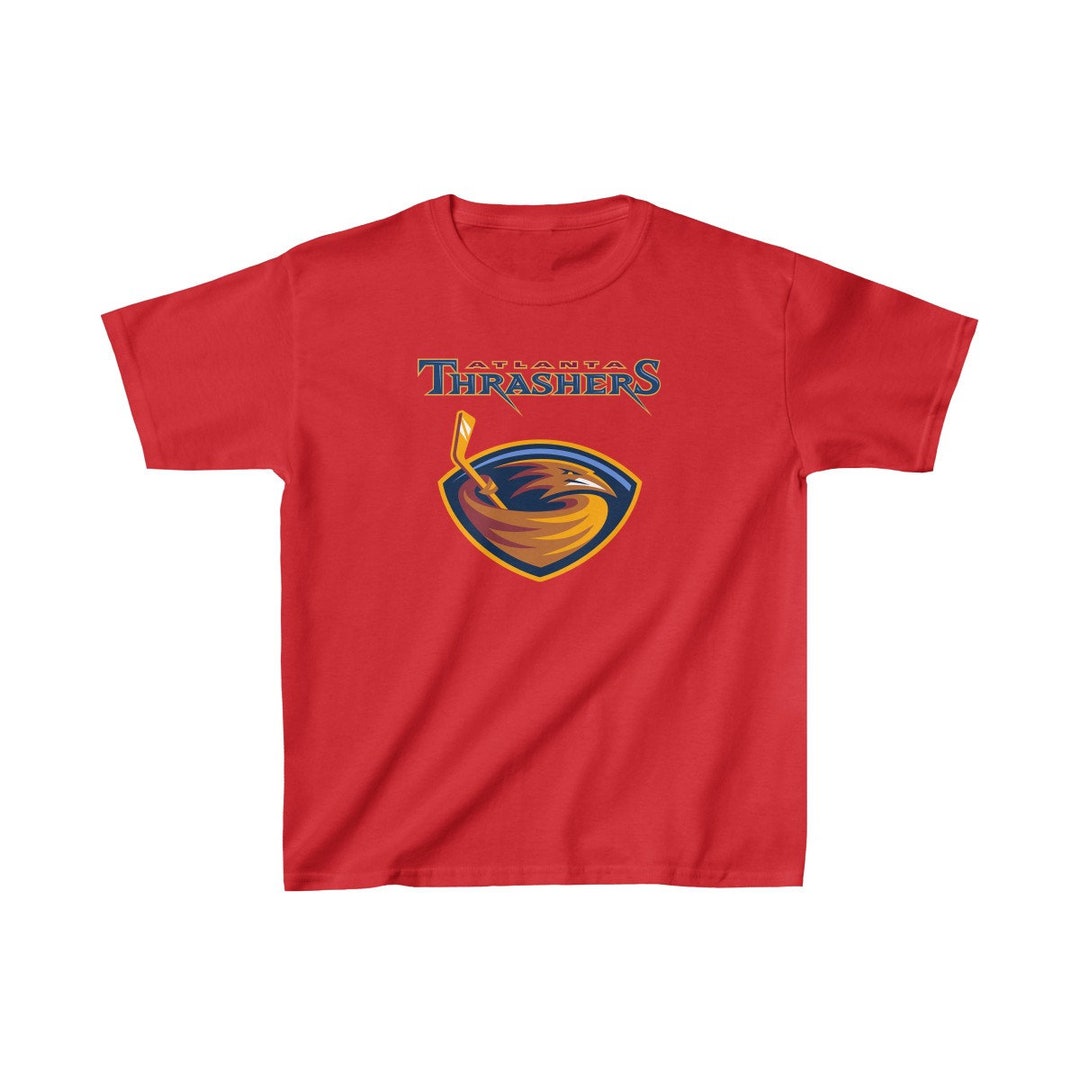 Kids Atlanta Thrashers Hockey T-shirt Retro Vintage Old Time NHL