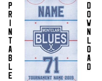 Hockey Tournament Hotel Door Signs - Personalized with Name, Jersey Number and Team Logo - 11"x17" (DIGITAL FILE ONLY) - Price is Per Player