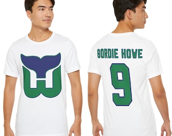 Gordie Howe Hartford Whalers Vintage NHL Retro Hockey T-Shirt Shersey - Old Time Hockey Shirt - CUSTOM Names Available