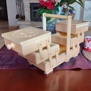 storage wooden sewing box for kits, keepsake box, threads box, sewing box,  wooden jewelry box, sewing box,  hand carved box