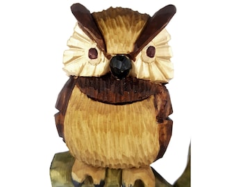 Owl Sculpture,Hand Wood Sculpture,Vintage Wood carving,Carving Wood, Wooden Sculpture,Wood Home Decoration,Wood Art,Vintage Sculptures