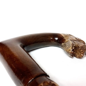 JAGUAR walking cane, walking stick, wooden walking stick, wooden walking cane, carved cane, handle carved cane, hand carved cane