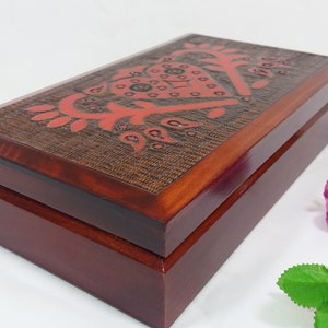 Jeverly wooden box 25x15x6 cm, jewelry heart box, jewerly organizer, handcarved box, keepsake box, casket, wooden box