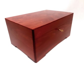 elegant high quality big linden light mahogany color wood box, rectangle jewelry box, storage box, keepsake memory box, lockable box