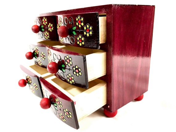 Wooden Jewelry Box Mini Commode Mini Commode With Six Etsy