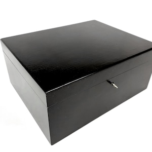 black wooden box high gloss elegant high quality linden wood lockable box, rectangle box, box for jewelry, storage box, keepsake memory box