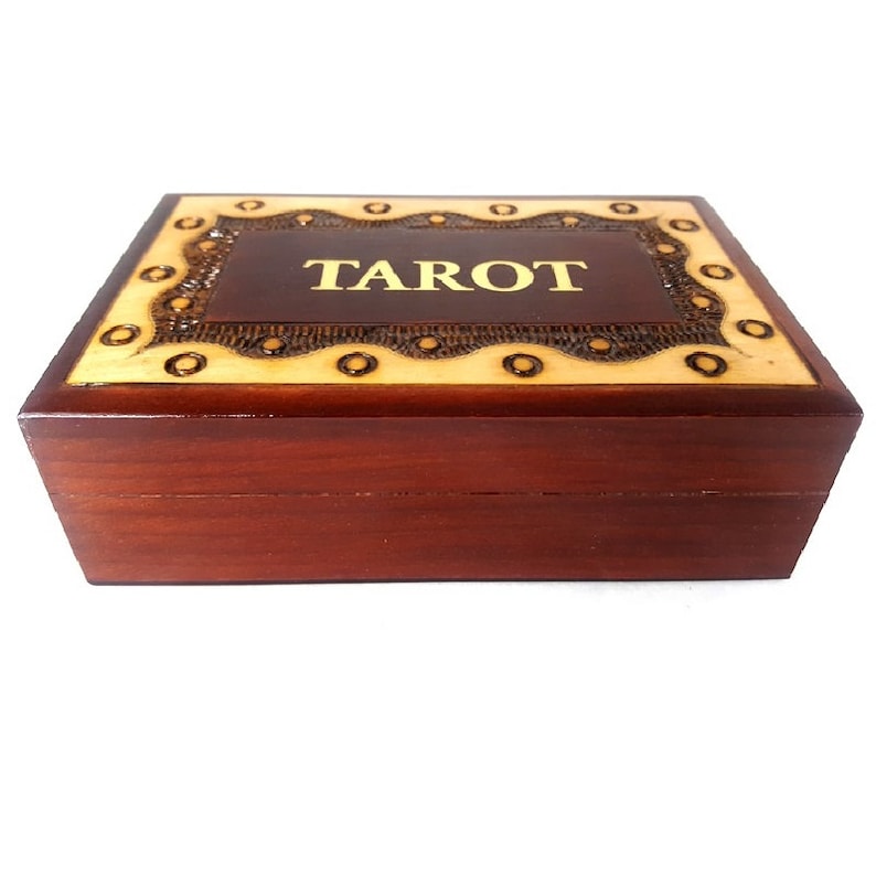 Tarot cards wooden box tarot box handmade box handcarved Etsy