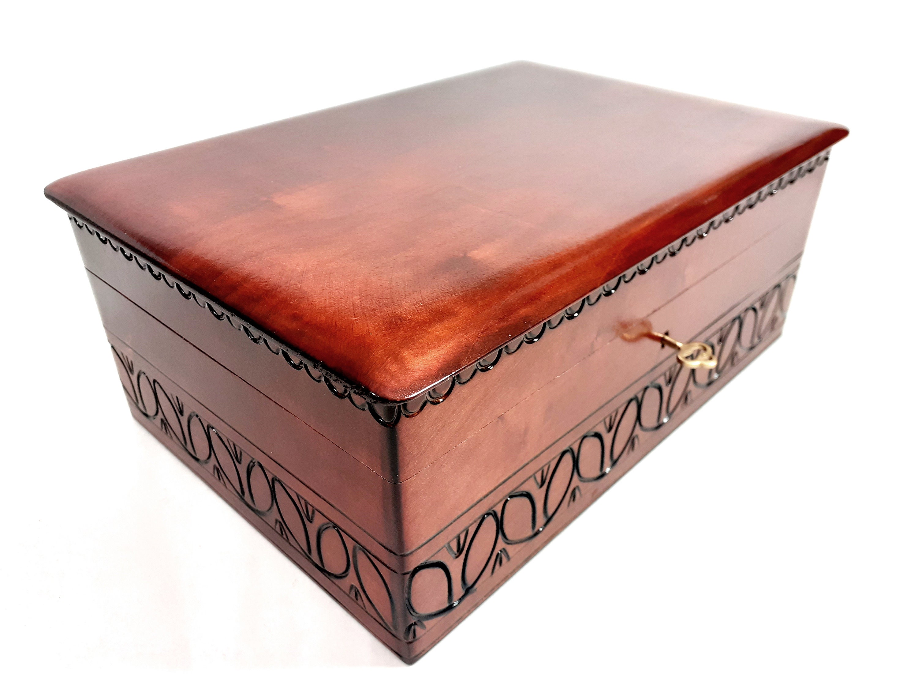 Wooden jewelry box brown jewelry box wooden jewellery box Etsy