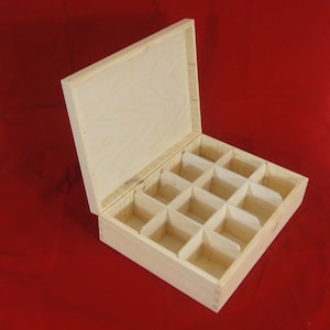 Natural Wooden Lockable Tea Bag Box Whit Twelve Compartments, In Natural Color