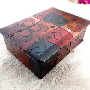 Wooden jewelry box, watch box, make up box, hand made box, decorative wooden box, handcarved useful box, keepsake box, lockable box