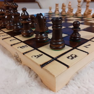 big 39 cm hand crafted wooden chess set, light chess, natural wooden chess board, wood carved chess set, family games, hand made chess set