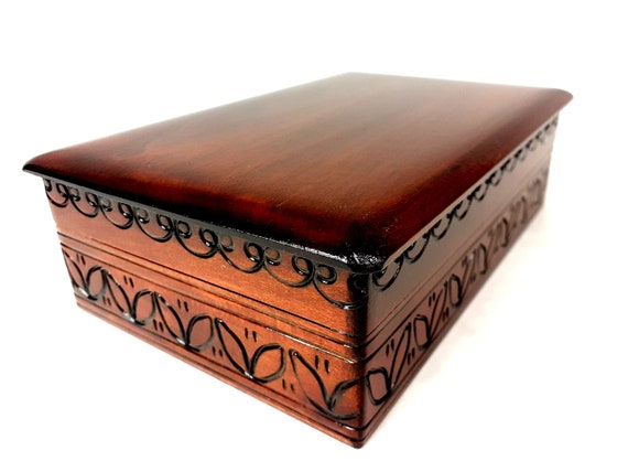 Large Made of Linden Wood Wooden Elegant Box in Dark Mahogany Color,  Quality Wood Lockable Box, Storage Box, Keepsake Memory Box 
