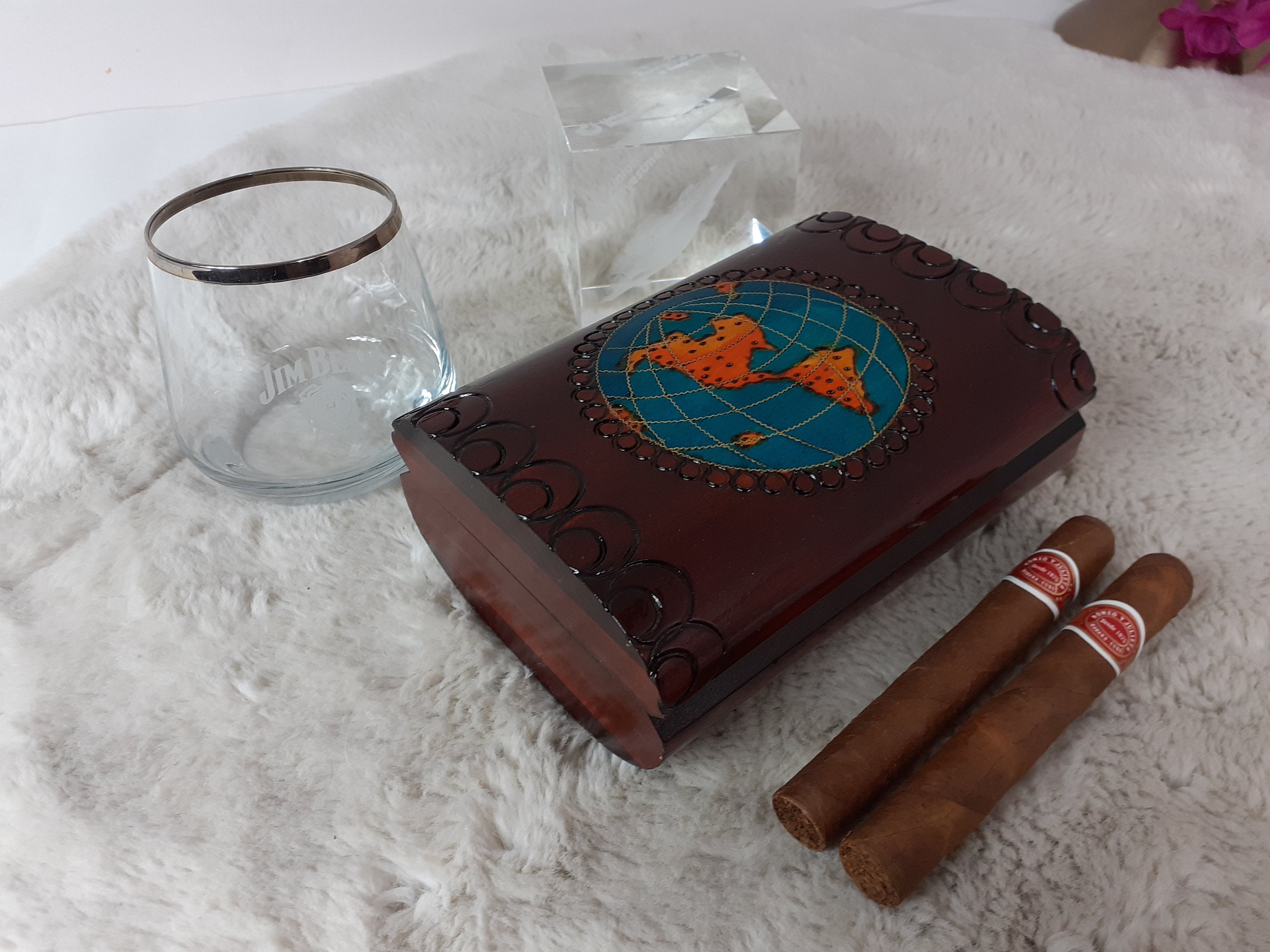 Caja de puros de madera elegante decorativa para pequeños cigarros de hasta  5,3 pulgadas, caja