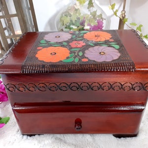 exclusiva caja de joyería de madera grande, caja de cajones, caja para celebridades, cómodo con espejo y cajón, caja de joyas hecha a mano, día de la madre