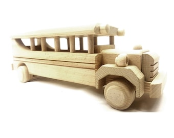 Schulbus Auto Holzauto Kinder Holzspielzeug Fahrzeug Kleinkind Geschenk Bus Holz 