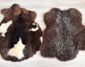 Set of 2 Natural Sheepskin Rugs, Genuine Sheepskin Throw Chair Cover