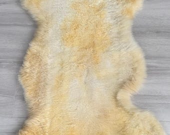 Natural Sheepskin Rug, Genuine Beige  Colors, Sofa Throw Chair Cover