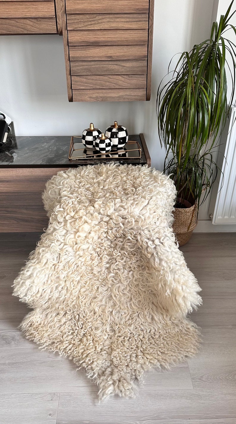 Gotland sheepskin.Curly SheepSkin Natural Tanned Handmade SheepSkin Rug.Genuine Sheepskin.Organically sheepskin.Real soft Sheepskin pelt image 8