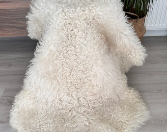 Gotland sheepskin Natural sheepskin Tanned Handmade SheepSkin Curly SheepSkin Genuine Sheepskin.Organically sheepskin.Real  Sheepskin pelt