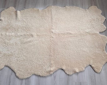 Genuine Australian Sheepskin Rug Cream color, Shearling Pelt, Chair Cover, Upholstery Sheepskin
