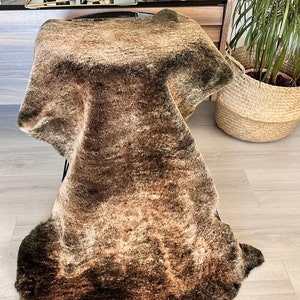 Brown  sheepskin Tanned Handmade SheepSkin. Curly SheepSkin.Genuine Sheepskin.Organically  Sheepskin.sheepskin Rug.dog bed