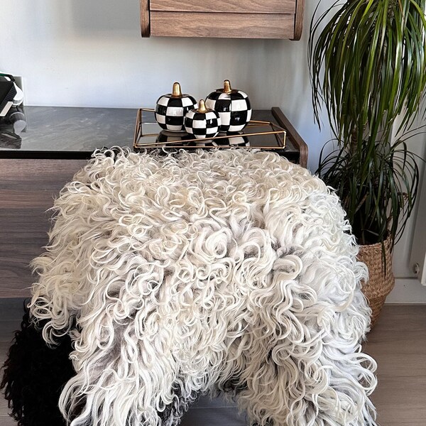 Gotland sheepskin.curly SheepSkin. Natural Tanned Handmade sheepskin SheepSkin Rug.Genuine Sheepskin.Organically Tanned.Real soft Sheepskin.