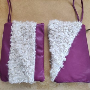 Set of 2.Curly sheepskin bag. Classic Leather Tote,Everyday use tote bag,Personalized Leather Shoulder Bag,Mother’s Day Gift. SheepSkin bag,