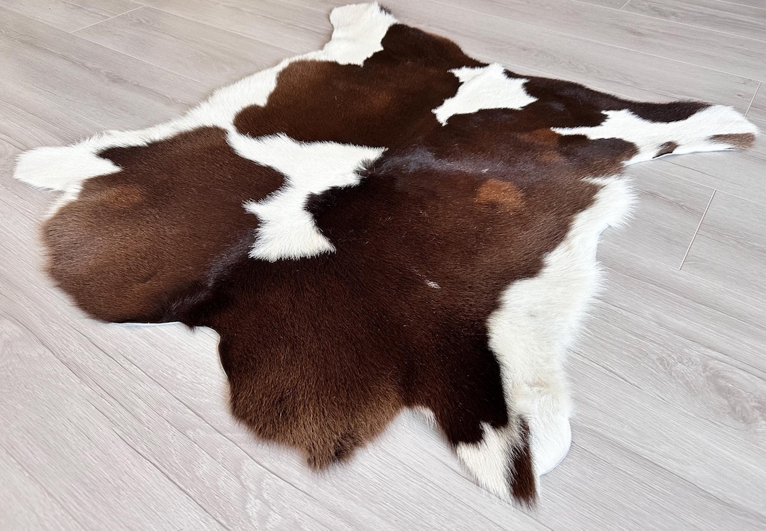 Natural Calfskin Brown White Calfskin Rug: Genuine Cowhide Area Rug (85x70 Cm, 2.8x2,3,ft - Etsy UK
