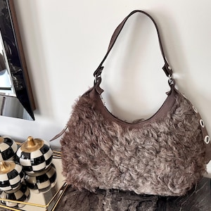 Sheepskin bag,Classic Leather Tote Everyday use  bag,Student Bag, Personalized Leather Shoulder Bag,Mother’s Day Gift,christmas gift