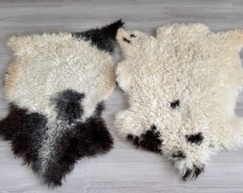 Set of 2 Natural Sheepskin Rugs, Genuine Wool Throw, Sofa Chair Cover