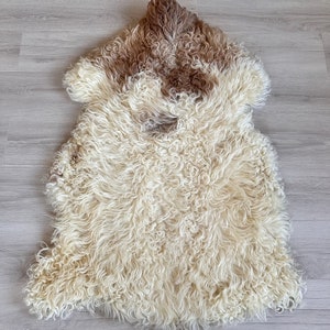 Gotland sheepskin.curly SheepSkin. Natural Tanned Handmade sheepskin SheepSkin Rug.Genuine Sheepskin.Organically Tanned.Real soft Sheepskin.