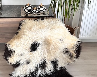 Genuine Sheepskin Rug Throw, Natural Colors, Soft Luxury Sofa Chair Cover
