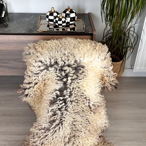 Gotland sheepskin.curly SheepSkin.Natural Tanned Handmade SheepSkin Rug.Genuine Sheepskin.Organically sheepskin.Real soft Sheepskin pelt