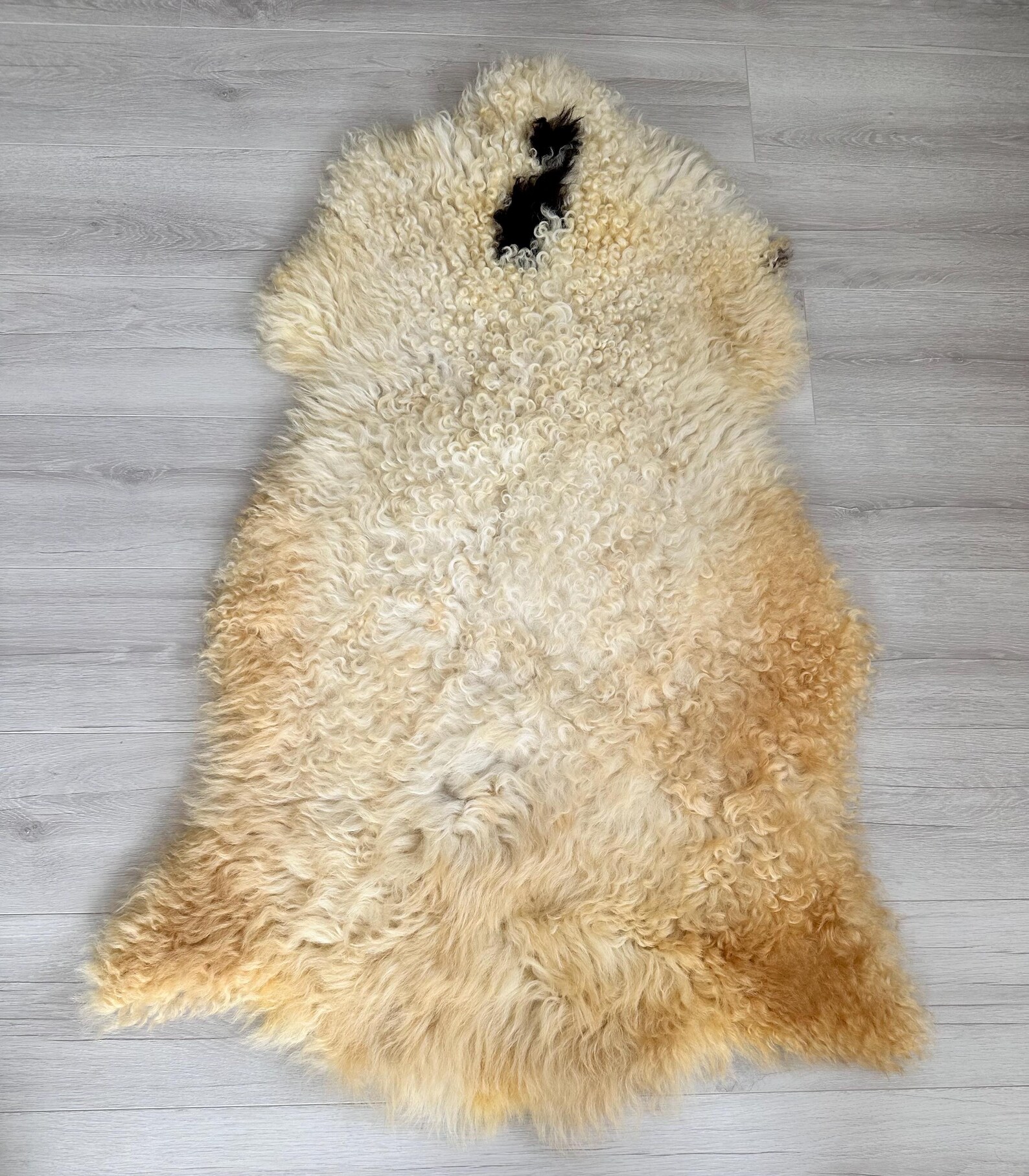 Gotland Sheepskin Rug, Natural Curly Wool Throw, Beige Brown Sofa Cover ...